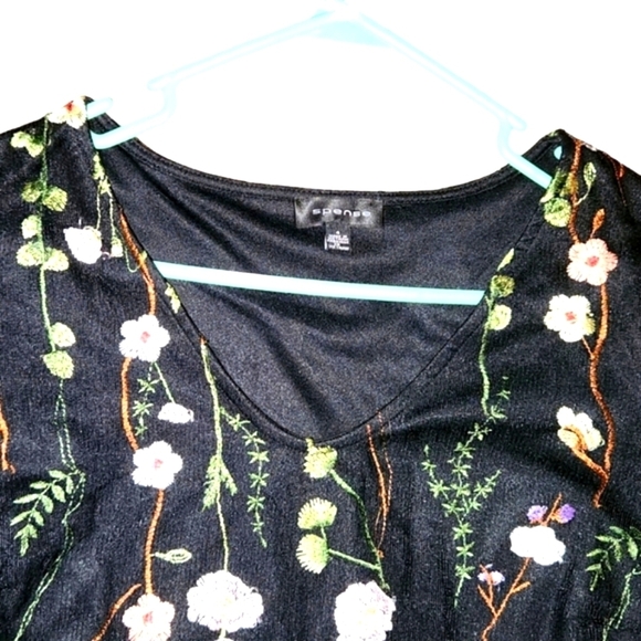 Spense Black Embroidered Floral Dress Sheer Overlay Size 4 - Picture 5 of 6